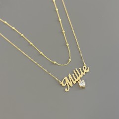 Personalized Name Necklace Layering Set with Ball Station Chain