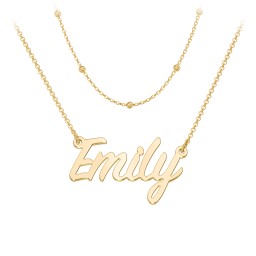 Personalized Name Necklace Layering Set with Ball Station Chain in 18K Gold Plated Silver