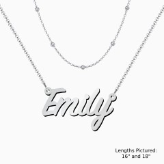 Personalized Name Necklace Layering Set with Ball Station Chain – Sterling Silver
