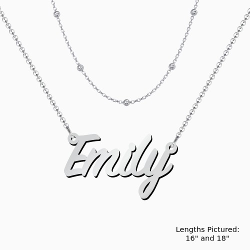 Personalized Name Necklace Layering Set with Ball Station Chain – Sterling Silver