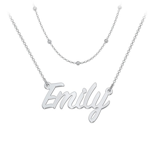 Personalized Name Necklace Layering Set with Ball Station Chain – Sterling Silver