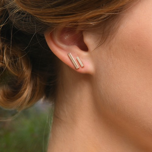 Engravable Petite Bar Stud Earrings
