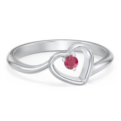 Heart Bypass Ring – 18K Gold Plated Silver with Ruby