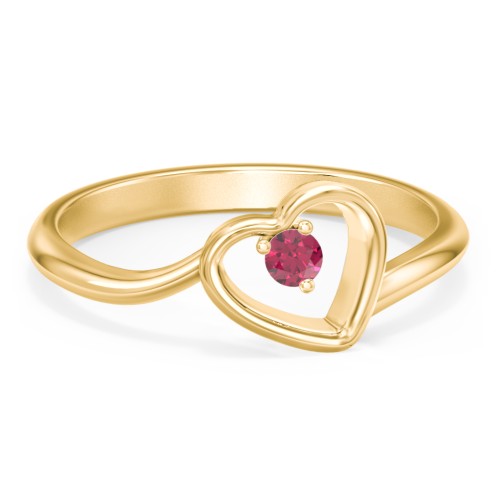 Heart Bypass Ring – 18K Gold Plated Silver with Ruby