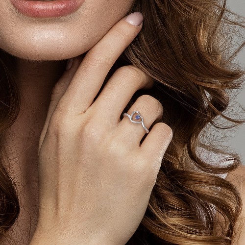 Heart Bypass Ring – Sterling Silver with Ruby
