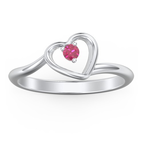 Heart Bypass Ring – Sterling Silver with Ruby