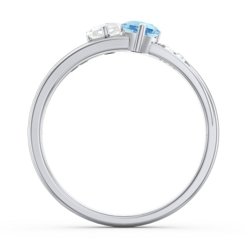 Double Heart Gemstone Ring with Accents