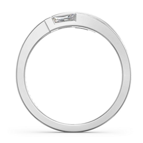 Double Baguette Bypass Ring – 10K White Gold with Garnet and Cubic Zirconia