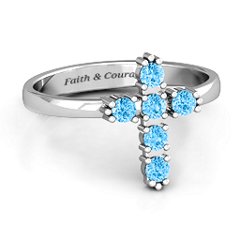 The Cross Ring – Sterling Silver with Blue Topaz