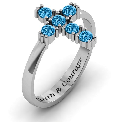The Cross Ring – Sterling Silver with Blue Topaz