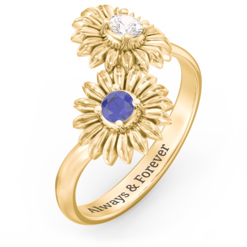 Sunflower Birthstone Bypass Ring