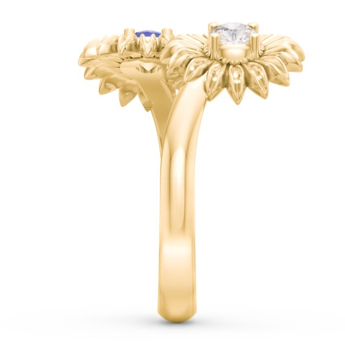 Sunflower Birthstone Bypass Ring