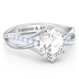 Oval Cut Gemstone Ring with Twisted Band and Accents