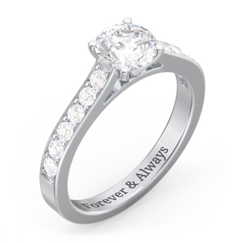 Elegant Duchess Ring with Shoulder Accents – Sterling Silver with White Premium Zirconia and Cubic Zirconia