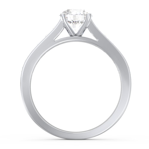 Elegant Duchess Ring with Shoulder Accents – Sterling Silver with White Premium Zirconia and Cubic Zirconia
