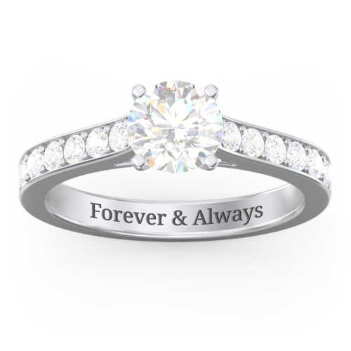 Elegant Duchess Ring with Shoulder Accents – Sterling Silver with White Premium Zirconia and Cubic Zirconia
