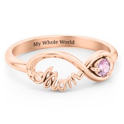 Mom's Infinity Ring in 10K Solid Rose Gold with Pink Tourmaline