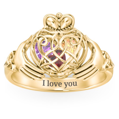 Caged Hearts Celtic Claddagh Ring