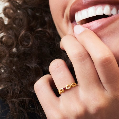 Double Infinity Gemstone Ring with Accents