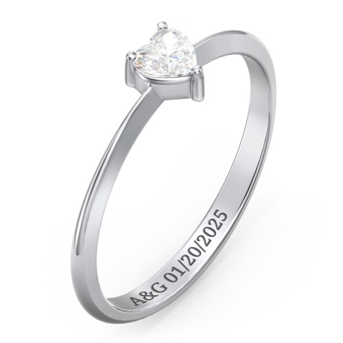 Solitaire Heart Gemstone Ring with Tapered Knife Edge Band