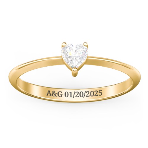 Solitaire Heart Gemstone Ring with Tapered Knife Edge Band