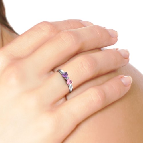 Adorable Bow Ring – 18K Gold Plated Silver with Cubic Zirconia and Garnet