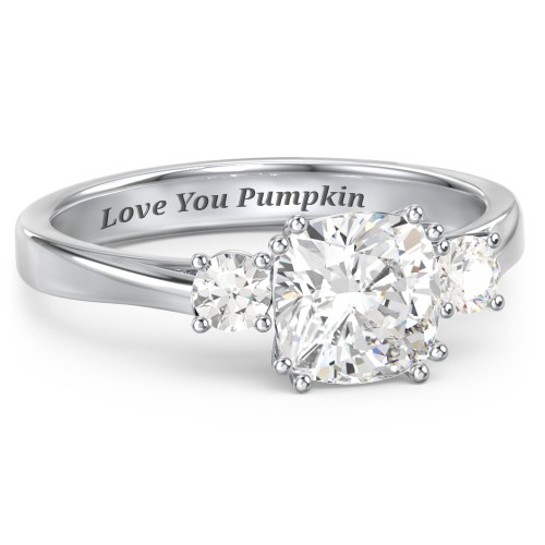3 Stone Cushion Cut Duchess Ring