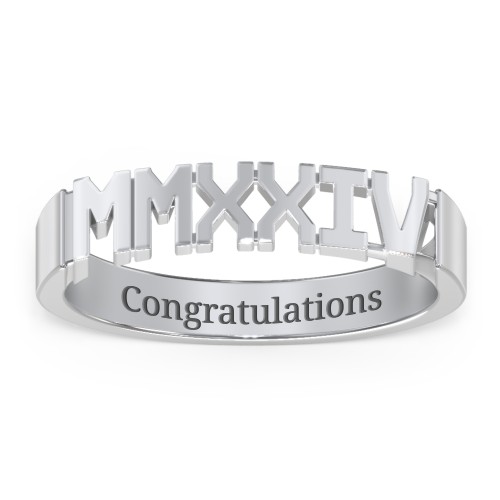 Roman Numeral Graduation Ring – Sterling Silver