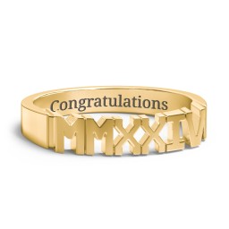 Roman Numeral Graduation Ring in 10K Solid Yellow Gold