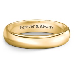 Classic Half Round Wedding Band - 4mm Width in 10K Solid Yellow Gold