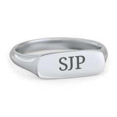 Women's Bar Signet Ring – 10K White Gold