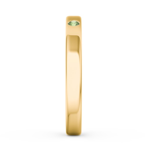 Stackable Birthstone Ring with Engraving – 10K Yellow Gold with Green Sapphire