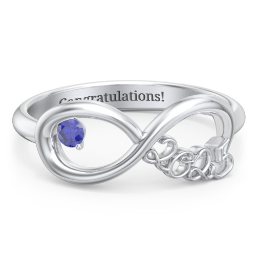 2025 Infinity Ring with Birthstone – Sterling Silver with Blue Sapphire