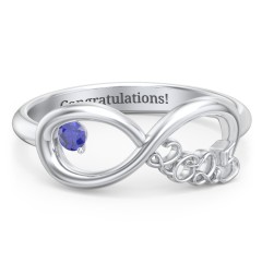 2025 Infinity Ring with Birthstone – Sterling Silver with Blue Sapphire