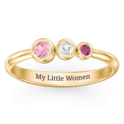 Generations 3-Stone Bezel Set Mother's Ring