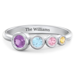 Generations 4-Stone Bezel Set Mother's Ring – 10K Yellow Gold with Amethyst, Blue Topaz, Pink Tourmaline, and Citrine