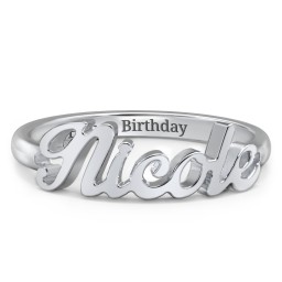 Personalized Name Ring in 10K Solid White Gold