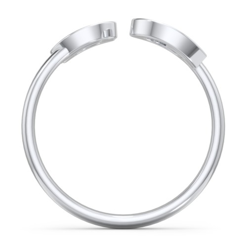 Double Initial Open Cuff Ring – Sterling Silver