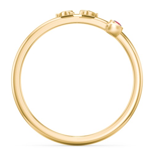 Dainty Baby Feet Ring with Birthstone – 10K Yellow Gold with Garnet