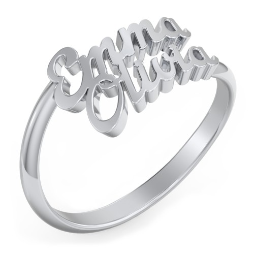 Personalized Two Name Ring – Sterling Silver
