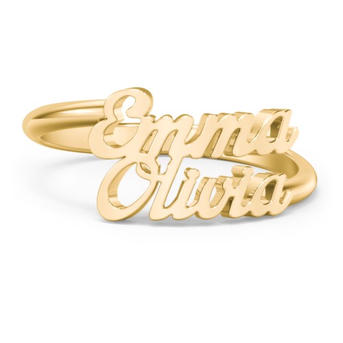 Personalized Two Name Ring – 10K Yellow Gold