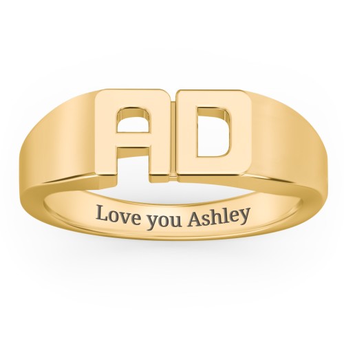 Double Initial Signet Ring