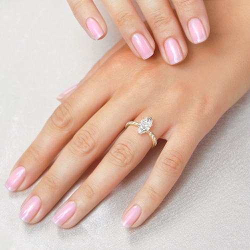 2 ct. Marquise CZ Engagement Ring with Accents