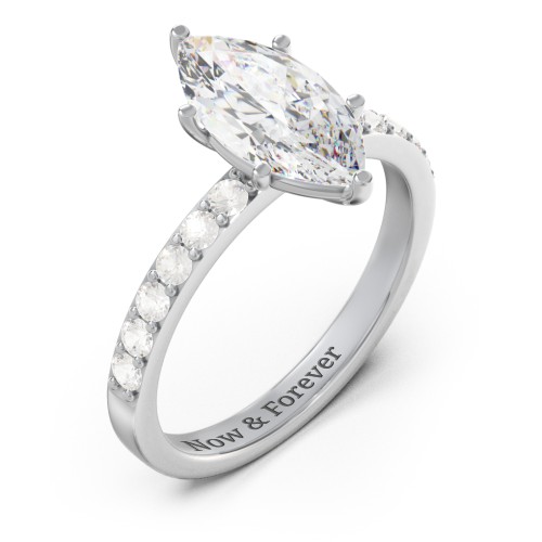 2 ct. Marquise CZ Engagement Ring with Accents – Sterling Silver with Cubic Zirconia