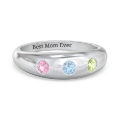 Round Stone Dome Ring – 18K Gold Plated Silver with Pink Tourmaline, Blue Topaz, and Peridot