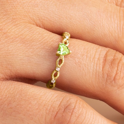 Twisted Vine Gemstone Heart Promise Ring with Accent Stones – Sterling Silver with Ruby and Diamond