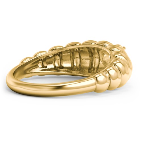 Croissant Dome Ring with Heart Gemstone – 18K Gold Plated Silver with Ruby