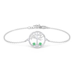 1 - 4 Stone Family Tree Bracelet – Sterling Silver with Emerald