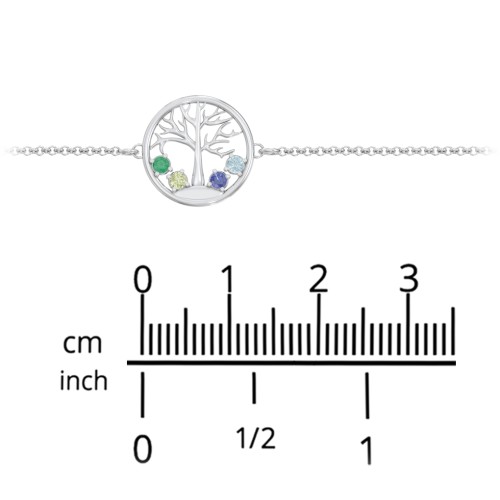 1 - 4 Stone Family Tree Bracelet – Sterling Silver with Emerald