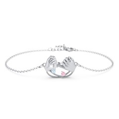 Pinky Swear Promise Bracelet – Sterling Silver with Aquamarine and Pink Tourmaline